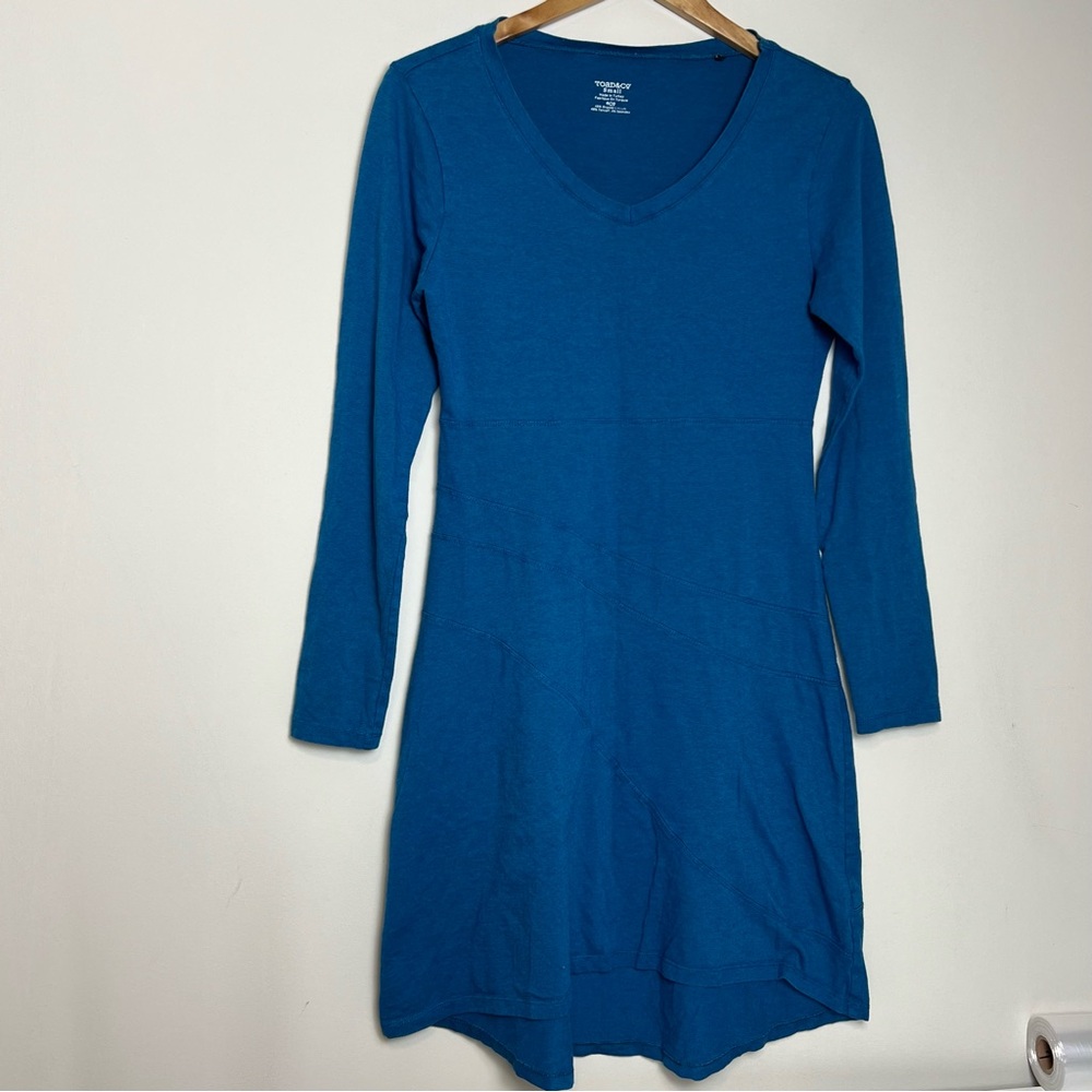 Toad&Co Blue V-Neck Long Sleeve "Cue" A-Line Dress - Size Small